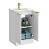 Venice Fluted 500mm White Vanity Unit - Floor Standing 2 Door Unit with Brushed Brass Handles