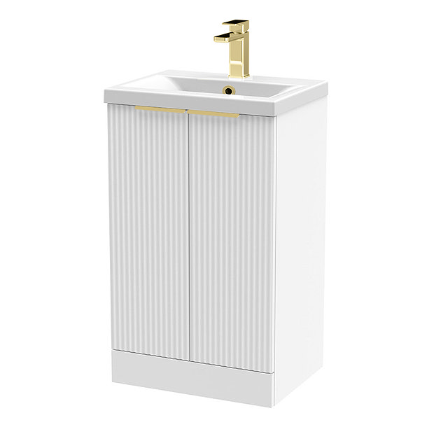 Venice Fluted 500mm White 2 Door Floor Standing Vanity Unit with