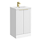 Venice Fluted 500mm White Vanity Unit - Floor Standing 2 Door Unit with Brushed Brass Handles