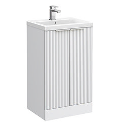 Venice Fluted 500mm White 2 Door Floor Standing Vanity Unit with Chrome Handles
