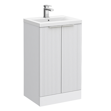 Venice Fluted 500mm White 2 Door Floor Standing Vanity Unit with Chrome Handles
