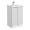 Venice Fluted 500mm White Vanity Unit - Floor Standing 2 Door Unit with Chrome Handles
