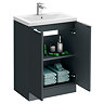 Venice Fluted 600mm Anthracite Vanity Unit - Floor Standing 2 Door Unit with Chrome Handles