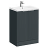 Venice Fluted 600mm Anthracite Vanity Unit - Floor Standing 2 Door Unit with Chrome Handles