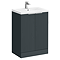 Venice Fluted 600mm Anthracite Vanity Unit - Floor Standing 2 Door Unit with Chrome Handles