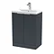 Venice Fluted 600mm Anthracite Vanity Unit - Floor Standing 2 Door Unit with Chrome Handles  Large I