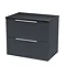  Venice Fluted 600mm Anthracite Vanity Unit - Wall Hung 2 Drawer Unit with black Worktop & Chrome Ha