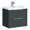 Venice Fluted 600mm Anthracite Vanity Unit - Wall Hung 2 Drawer Unit with Chrome Handles