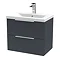 Venice Fluted 600mm Anthracite Vanity Unit - Wall Hung 2 Drawer Unit with Chrome Handles Large Image