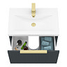 Venice Fluted 600mm Anthracite Vanity Unit - Wall Hung Single Drawer Unit with Brushed Brass Handle