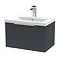 Venice Fluted 600mm Anthracite Vanity Unit - Wall Hung Single Drawer Unit with Chrome Handle Large I