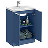 Venice Fluted 600mm Blue 2 Door Floor Standing Vanity Unit with Chrome Handles