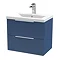 Venice Fluted 600mm Blue Vanity Unit - Wall Hung 2 Drawer Unit with Chrome Handle Large Image
