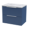 Venice Fluted 600mm Blue Vanity Unit - Wall Hung 2 Drawer Unit with Grey Worktop & Chrome Handles