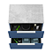 Venice Fluted 600mm Blue Vanity Unit - Wall Hung 2 Drawer Unit with Grey Worktop & Chrome Handles