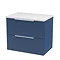 Venice fluted 600mm Blue Vanity Unit - Wall Hung 2 Drawer Unit with White Worktop & Chrome Handles L