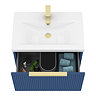 Venice Fluted 600mm Blue Vanity Unit - Wall Hung Single Drawer Unit with Brushed Brass Handle