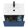 Venice Fluted 600mm Blue Vanity Unit - Wall Hung Single Drawer Unit with Matt Black Handle