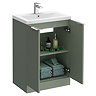 Venice Fluted 600mm Green Vanity Unit - Floor Standing 2 Door Unit with Chrome Handles