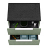 Venice Fluted 600mm Green Vanity Unit - Wall Hung 2 Drawer Unit with Black Worktop & Chrome Handles