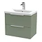 Venice Fluted 600mm Green Vanity Unit - Wall Hung 2 Drawer Unit with Chrome Handles Large Image