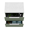Venice Fluted 600mm Green Vanity Unit - Wall Hung 2 Drawer Unit with White Worktop & Chrome Handles