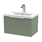 Venice Fluted 600mm Green Single Drawer Wall Hung Vanity Unit with Chrome Handle