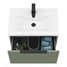 Venice Fluted 600mm Green Vanity Unit - Wall Hung Single Drawer Unit with Matt Black Handle