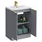 Venice Fluted 600mm Grey Vanity Unit - Floor Standing 2 Door Unit with Brushed Brass Handles