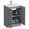 Venice Fluted 600mm Grey 2 Door Floor Standing Vanity Unit with Chrome Handles