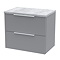Venice Fluted 600mm Satin Grey Vanity Unit – Wall‑Hung 2‑Drawer with Bellato Grey Concrete‑Effect Worktop & Chrome Handles