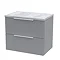 Venice Fluted 600mm Grey Vanity Unit - Wall Hung 2 Drawer Unit with Bellato Grey Worktop & Chrome Ha