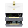 Venice Fluted 600mm Grey Vanity Unit - Wall Hung 2 Drawer Unit with Brushed Brass Handles