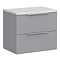 Venice Fluted 600mm Grey Vanity Unit - Wall Hung 2 Drawer Unit with White Worktop & Chrome Handles