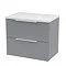 Venice Fluted 600mm Grey Vanity Unit - Wall Hung 2 Drawer Unit with White Worktop & Chrome Handles L