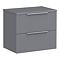 Venice Fluted 600mm Grey Vanity Unit - Wall Hung 2 Drawer Unit with Worktop & Chrome Handles