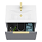 Venice Fluted 600mm Grey Vanity Unit - Wall Hung Single Drawer Unit with Brushed Brass Handle