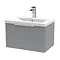 Venice Fluted 600mm Grey Vanity Unit - Wall Hung Single Drawer Unit with Chrome Handle Large Image