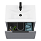 Venice Fluted 600mm Grey Vanity Unit - Wall Hung Single Drawer Unit with Matt Black Handle