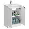 Venice Fluted 600mm White 2 Door Floor Standing Vanity Unit with Chrome Handles