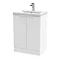 Venice Fluted 600mm White Vanity Unit - Floor Standing 2 Door Unit with Chrome Handles Large Image