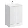 Venice Fluted 600mm White Vanity Unit - Floor Standing 2 Door Unit with Chrome Handles