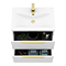 Venice Fluted 600mm White Vanity Unit - Wall Hung 2 Drawer Unit with Brushed Brass Handles