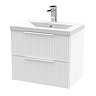 Venice Fluted 600mm White 2 Drawer Wall Hung Vanity Unit with Chrome Handles