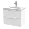 Venice Fluted 600mm White Vanity Unit - Wall Hung 2 Drawer Unit with Chrome Handles Large Image
