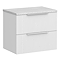 Venice Fluted 600mm White Vanity Unit - Wall Hung 2 Drawer Unit with White Worktop & Chrome Handles