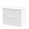 Venice Fluted 600mm White Vanity Unit - Wall Hung 2 Drawer Unit with Worktop & Chrome Handles - VWH6STWWHWT