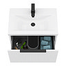 Venice Fluted 600mm White Vanity Unit - Wall Hung Single Drawer Unit with Matt Black Handle