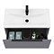 Venice Fluted 800mm Grey Vanity Unit - Wall Hung Single Drawer Unit with Matt Black Handle