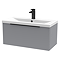 Venice Fluted 800mm Grey Vanity Unit - Wall Hung Single Drawer Unit with Matt Black Handle